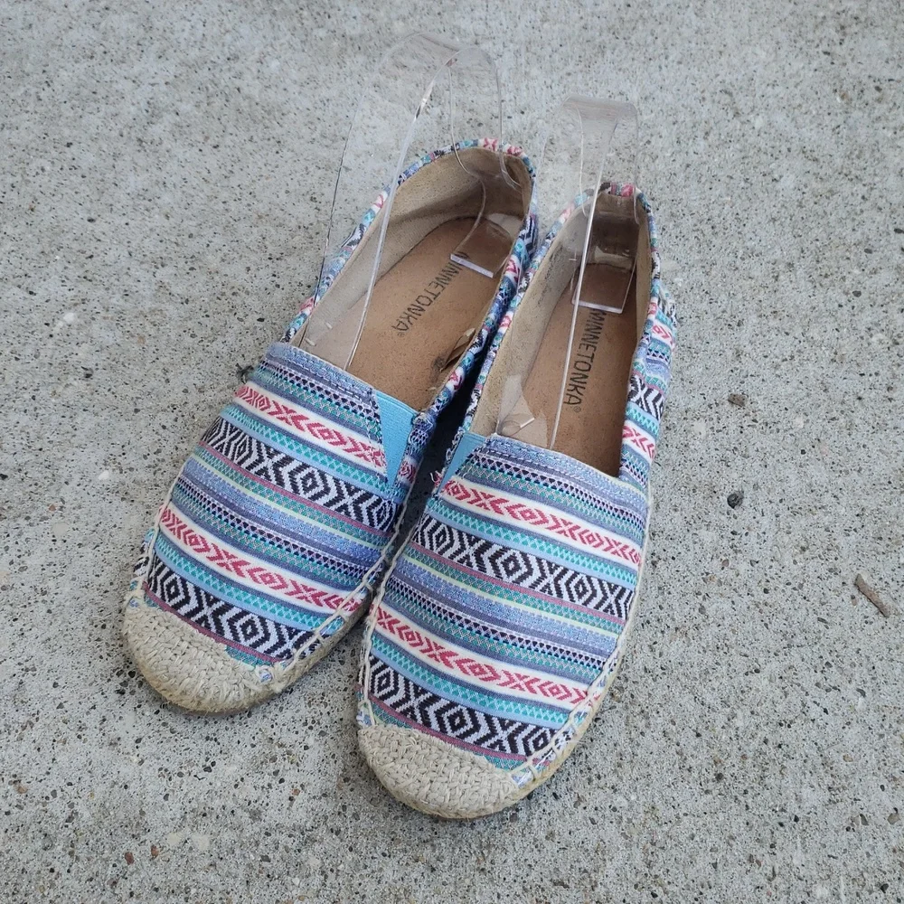 Minnetonka Pam Espadrille Slip On Loafers Size 6 Blue Arizona Handcrafted Boho